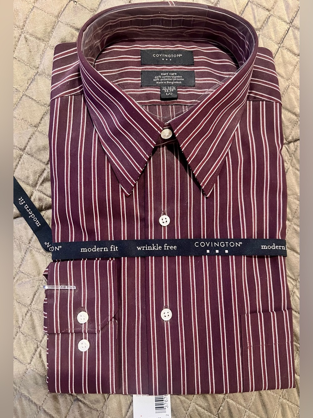 ✨NWT Covington Maroon and cream Striped Dress Shirt